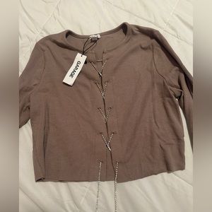 GARAGE sparkly sweater top, open in front